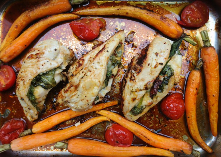 Gefüllte Hühnerbrust mit Tomaten und Spinat - Matt kocht!